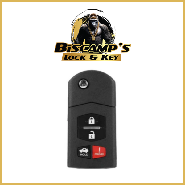 2006-2015 Mazda / 4-Button Flip Key / PN: BBM4-67-5RY / BGBX1T478SKE125-01